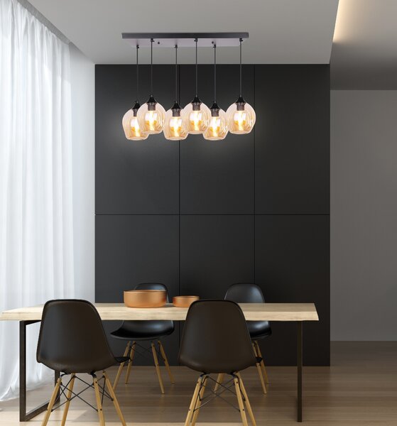 Čierno-hnedý závesný luster Aspa pre žiarovku 6x E27 – LED lustre a svietidlá > Kolekcie svietidiel > Kolekcia svietidiel ASPA