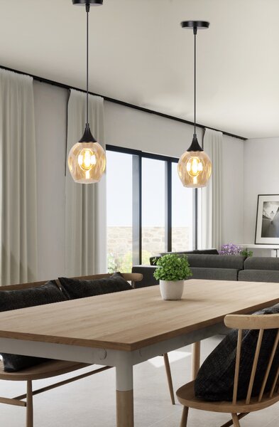 Čierno-hnedý závesný luster Aspa pre žiarovku E27 – LED lustre a svietidlá > Kolekcie svietidiel > Kolekcia svietidiel ASPA