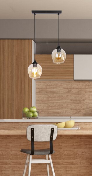 Čierno-hnedý závesný luster Aspa pre žiarovku 2x E27 – LED lustre a svietidlá > Kolekcie svietidiel > Kolekcia svietidiel ASPA