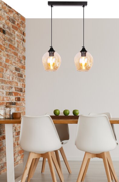 Čierno-hnedý závesný luster Aspa pre žiarovku 2x E27 – LED lustre a svietidlá > Kolekcie svietidiel > Kolekcia svietidiel ASPA