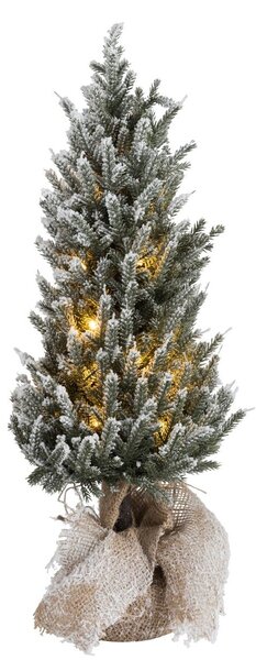 Zasnežený vianočný stromček v jute sa svetielkami - Ø 20*60cm