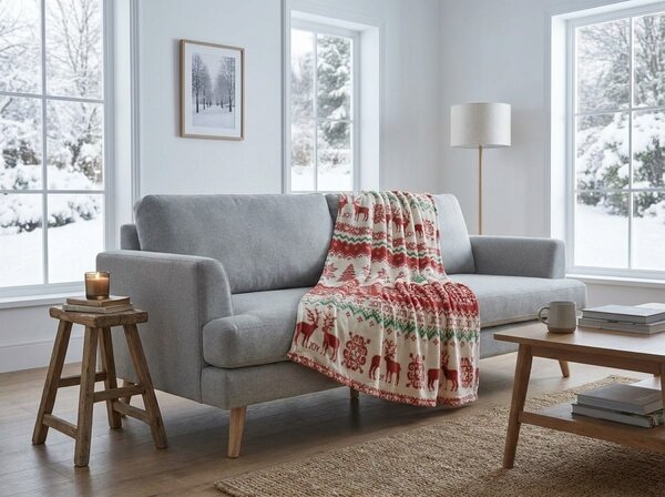 Biela vianočná mikroplyšová deka CHRISTMAS JOY Rozmer: 200 x 220 cm