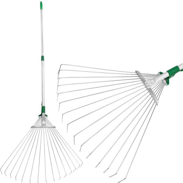 Hrable R116-65, 15 lamelové, vejárové, na lístie, 650 g, teleskopické, s násadou