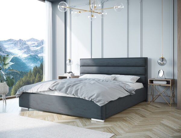 Moderná čalúnená posteľ LONG - Drevený rám, 160x200