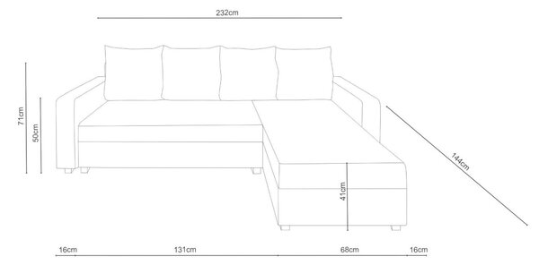 Rohová sedacia súprava ASTANA, 232x71x144, kornet 10/dolaro 511