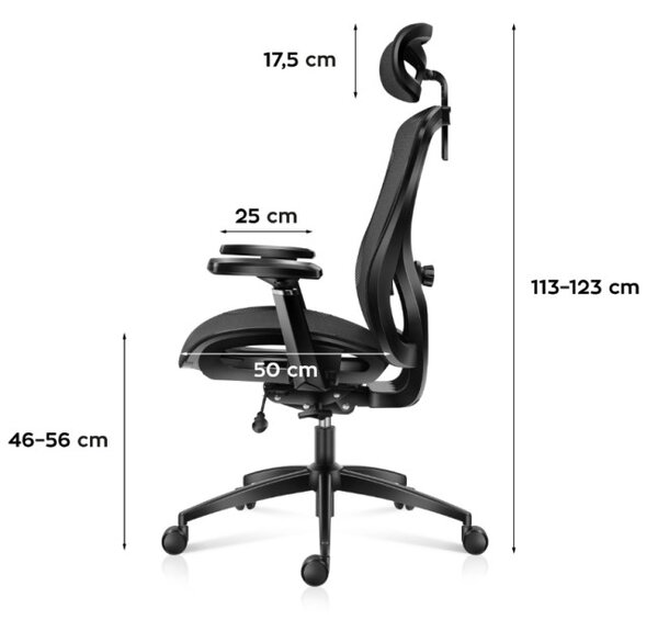 Ergonomická stolička Combat 7.3 Black Mesh