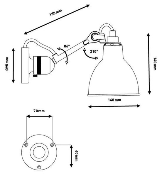 Nástenné Svietidlo Lampe Gras, Meď, Obývacia izba, Kov, Dizajnový