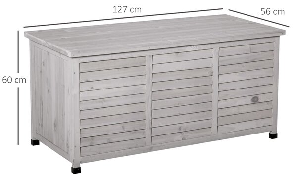 OUTSUNNY Záhradná truhlica na náradie z jedľového dreva 127 x 60 x 56 cm sivý