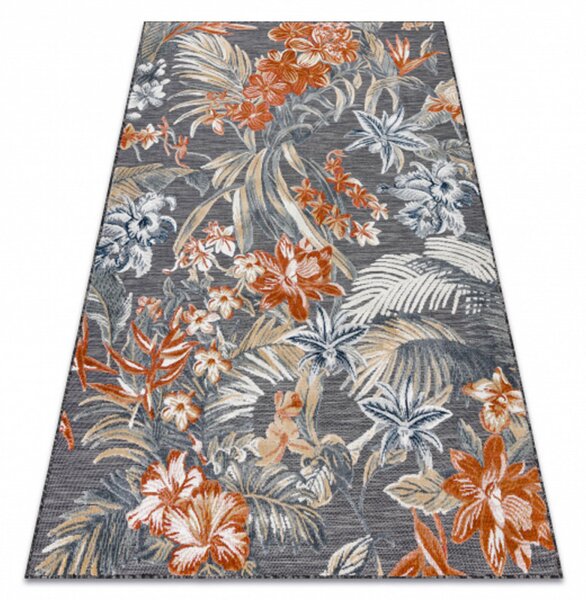 Vonkajšie kusový koberec Kvety čierny 117x170cm