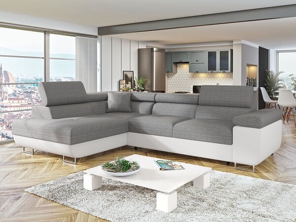 Mirjan24 Rohová rozkladacia pohovka Torezio, Dostupné poťahy: ekokoža Soft 017 (biela) + Lux 05, Strana: ľavá 5903211157455