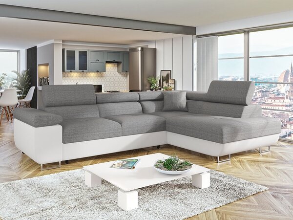 Mirjan24 Rohová rozkladacia pohovka Torezio, Dostupné poťahy: ekokoža Soft 017 (biela) + Lux 05, Strana: pravá 5903211157448