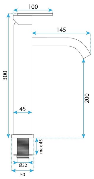 Rea Ontario, vysoká umývadlová batéria h-300, medená matná, REA-B0971
