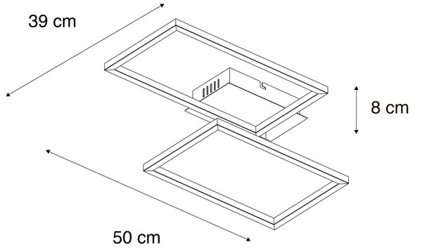 Stropné svietidlo štvorcové čierne 3-stupňové stmievateľné - Plazas Novo