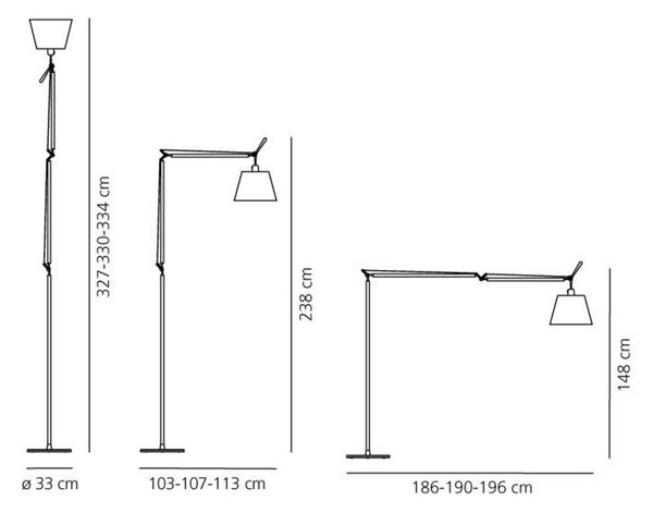Stojacie Lampa Artemide, Čierna, Obývacia izba, Hliník