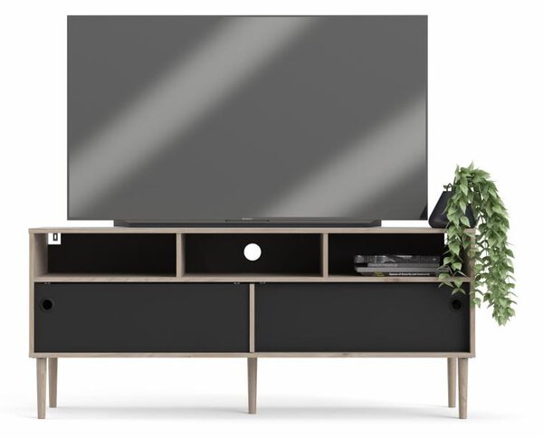 Tvilum Čierny TV stolík ELISEO v dekore dub Jackson Hickory
