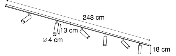 Moderný koľajnicový systém so 6 bodovými svetlami čierny 1-fázový - Slimline Uzzy