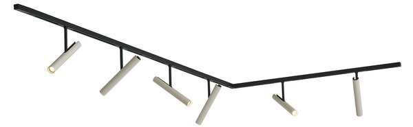 Moderný koľajnicový systém čierny so 6 béžovými reflektormi 1-fázový - Slimline Avery