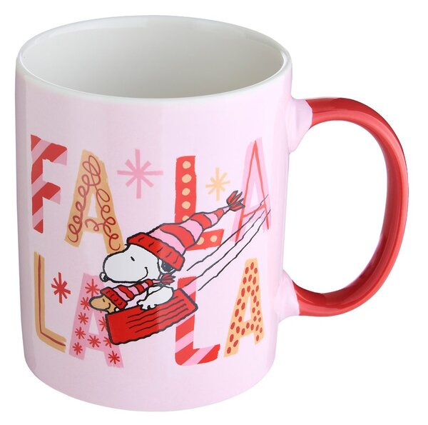PEANUTS Hrnek "FaLaLaLa" 380 ml - sv. růžová
