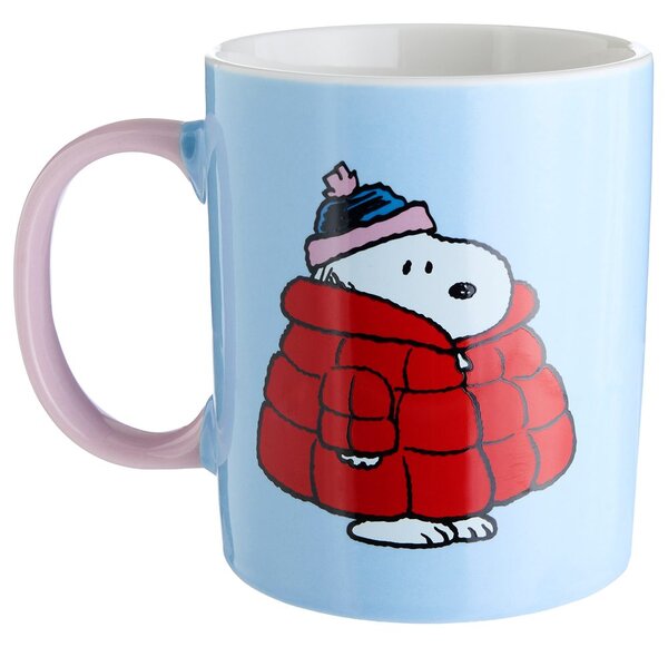 PEANUTS Hrnek Snoopy v kabátku 380 ml - sv. modrá