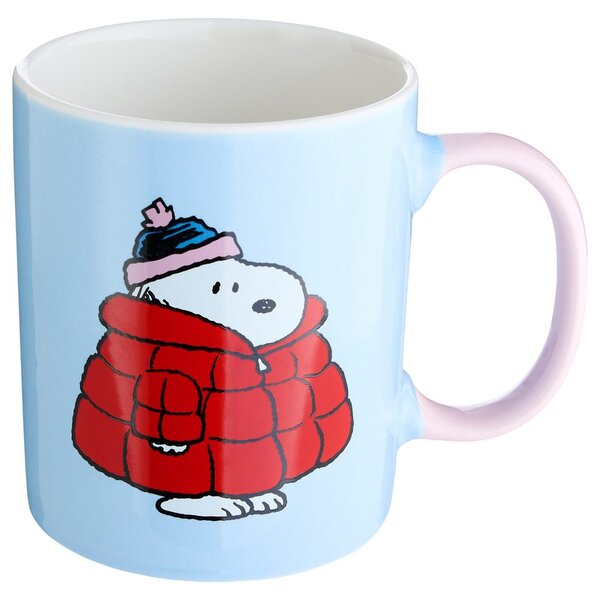 PEANUTS Hrnek Snoopy v kabátku 380 ml - sv. modrá
