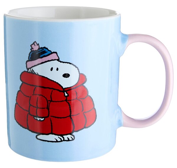 PEANUTS Hrnek Snoopy v kabátku 380 ml - sv. modrá