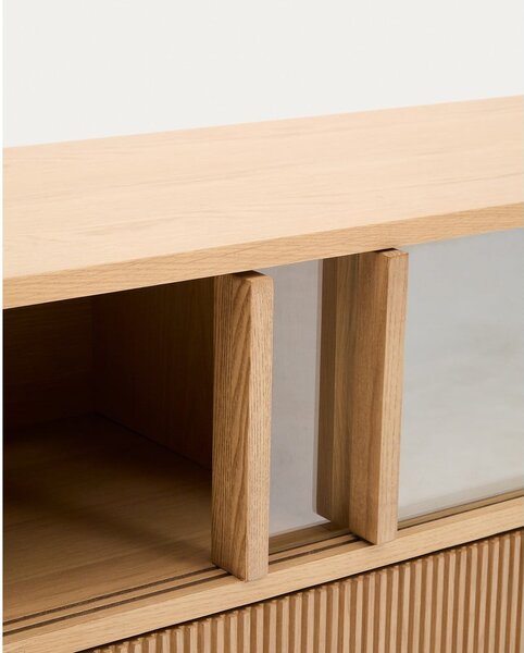 TV stolík v dekore duba v prírodnej farbe 200x54x40 cm Helvine – Kave Home