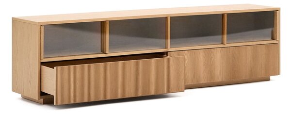 TV stolík v dekore duba v prírodnej farbe 200x54x40 cm Helvine – Kave Home