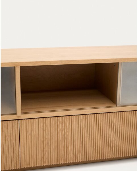 TV stolík v dekore duba v prírodnej farbe 200x54x40 cm Helvine – Kave Home