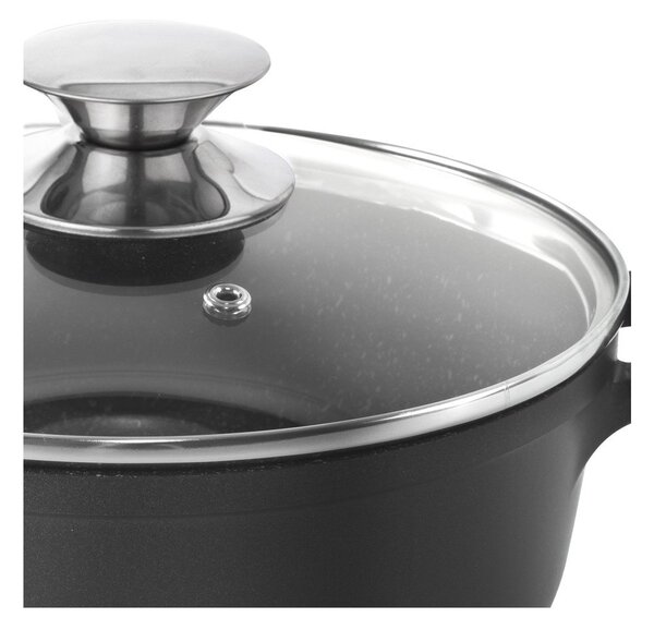 Hrniec s nepriľnavým povrchom Pfluon Granit so sklenenou pokrievkou Orion Grande, ⌀ 24 cm