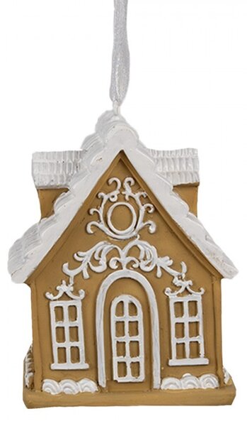 Závesná vianočná ozdoba perníková chalúpka Gingerbread House - 6*4*7 cm - Clayre & Eef