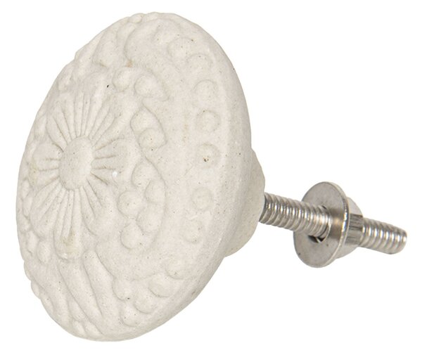 Krémová guľatá keramická úchytka Cecli - Ø 5 cm - Clayre & Eef