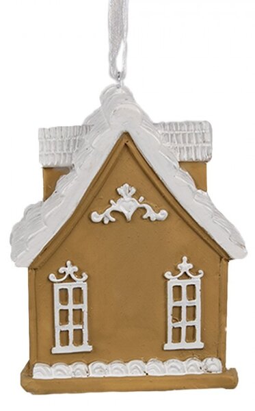Závesná vianočná ozdoba perníková chalúpka Gingerbread House - 6*4*7 cm - Clayre & Eef