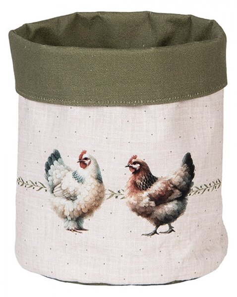 Béžový košík na pečivo so sliepočkami Barnyard Chicken - Ø 15*16 cm - Clayre & Eef