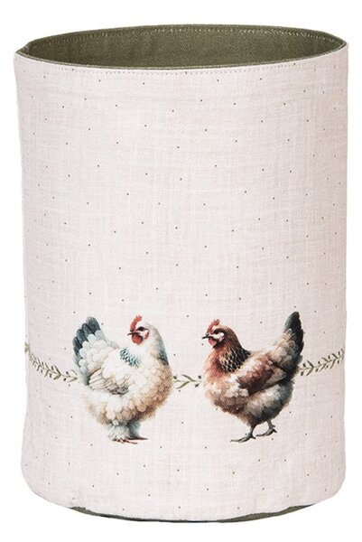 Béžový košík na pečivo so sliepočkami Barnyard Chicken - Ø 15*16 cm - Clayre & Eef