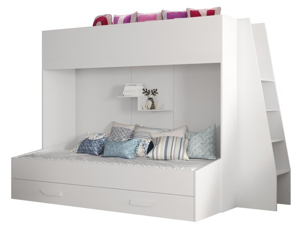 Detská kombinovaná posteľ 90 cm Puro 17 (matná biela + biely lesk + biele úchytky). Vlastná spoľahlivá doprava až k Vám domov. 1087116