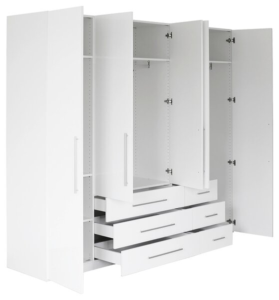 SKRIŇA S OTOČNÝMI DVERAMI, biela, biela s vysokým leskom, 244/218,6/59,4 cm Xora - Skrine