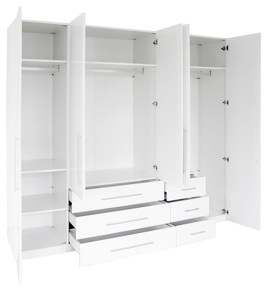 SKRIŇA S OTOČNÝMI DVERAMI, biela, biela s vysokým leskom, 244/218,6/59,4 cm Xora - Skrine