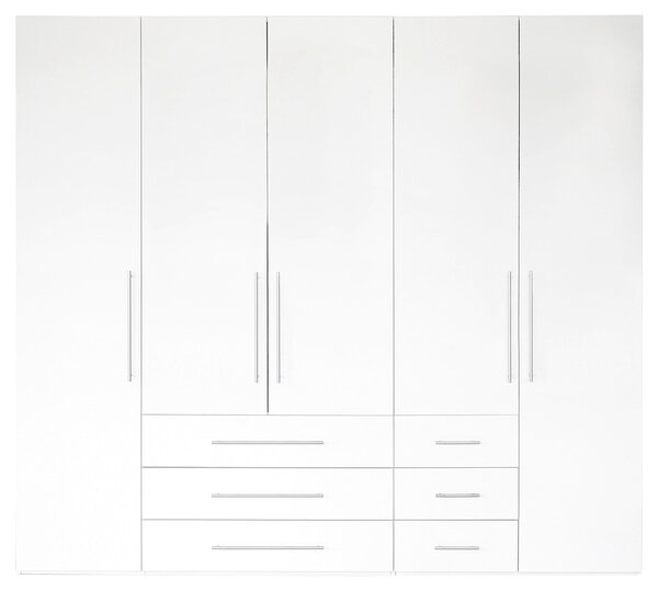 SKRIŇA S OTOČNÝMI DVERAMI, biela, biela s vysokým leskom, 244/218,6/59,4 cm Xora - Skrine