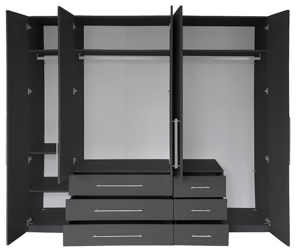 SKRIŇA S OTOČNÝMI DVERAMI, antracitová, antracitová s vysokým leskom, 244/218,6/59,4 cm Xora - Skrine
