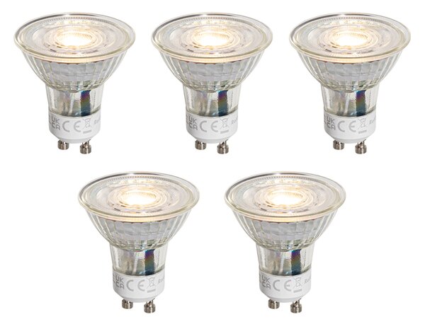 Sada 5 stmievateľných LED žiaroviek GU10 50 mm číra 4,9 W 500 lm 2700 K