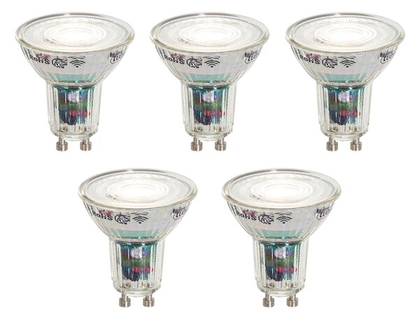 Sada 5 inteligentných LED žiaroviek GU10 50 mm číra 4,8 W 400 lm 1800 – 6500 K