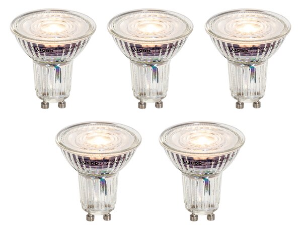 Sada 5 stmievateľných LED žiaroviek GU10 50 mm číra 4,9 W 430 lm 2700 K
