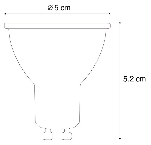 Sada 5 stmievateľných LED žiaroviek GU10 50 mm v Kelvinoch číra 4,9 W 400 lm 2200 – 3000 K