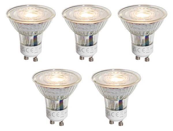 Sada 5 stmievateľných LED žiaroviek GU10 50 mm číra 4,5 W 365 lm 2700 K