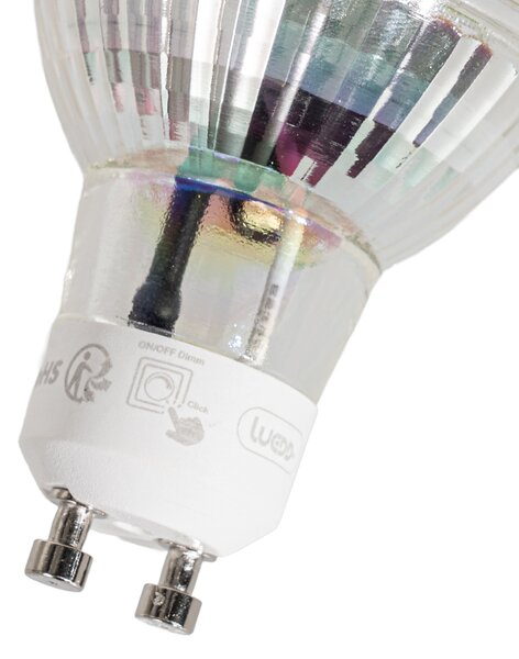 Sada 5 GU10 50 mm 3-krokových stmievateľných Kelvin LED žiaroviek číra 4,5 W 380 lm 2000-2700 K