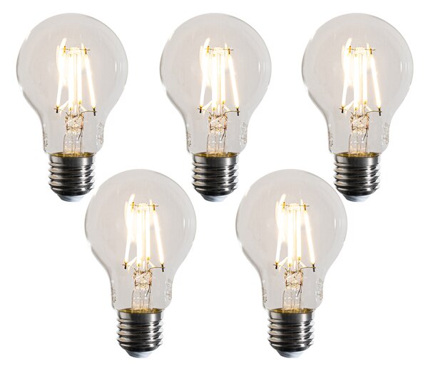 Sada 5 stmievateľných LED žiaroviek E27 A60 číra 4,5W 500 lm 2700K