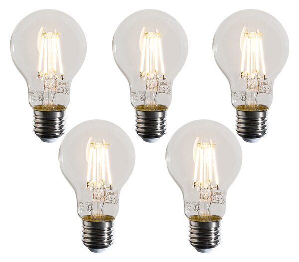 Sada 5 stmievateľných LED žiaroviek E27 A60 číra 4W 470 lm 2700K