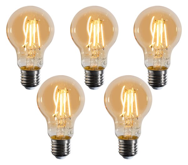 Sada 5 stmievateľných LED žiaroviek E27 A60 zlatá 4W 420 lm 2200K