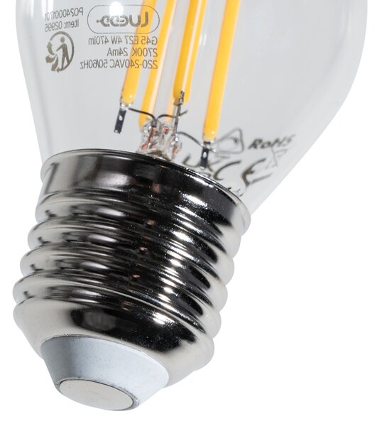 Sada 5 stmievateľných LED žiaroviek E27 Filament G45 číra 4W 470 lm 2700K