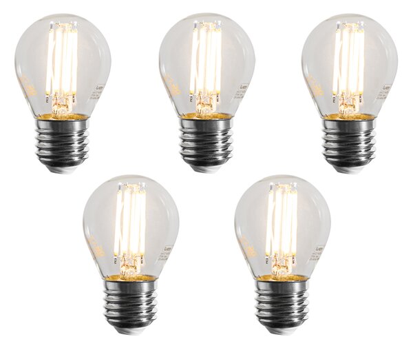 Sada 5 stmievateľných LED žiaroviek E27 Filament G45 číra 4W 470 lm 2700K
